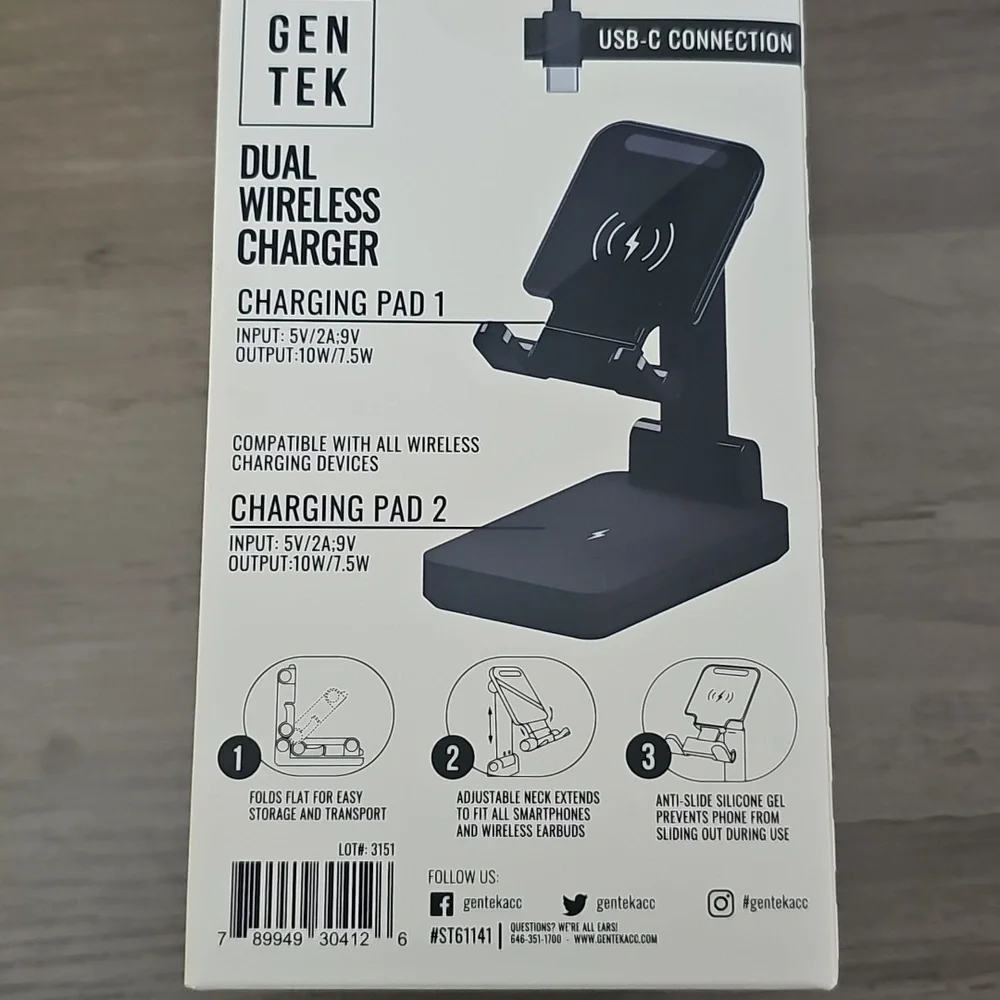 Gen Tech Black Dual Wireless Charger